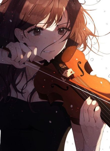 Ảnh anime nữ buồn violin