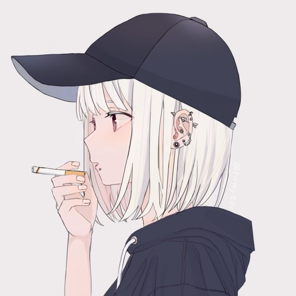 Ảnh avatar đôi anime ngầu tóc trắng nữ