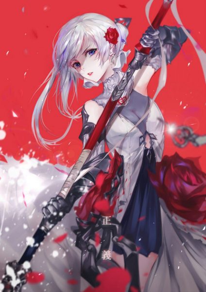 Hình ảnh anime nữ lạnh lùng tóc trắng cầm kiếm