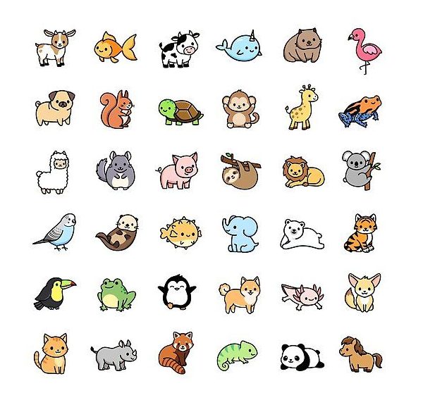 Hình vẽ sticker cute các loài động vật