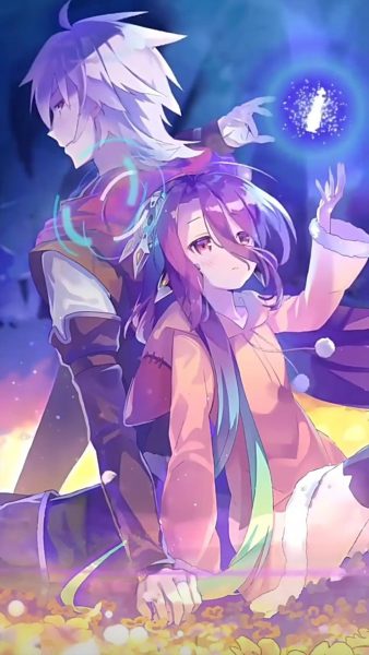 ảnh anime đôi galaxy nam nữ tựa lưng