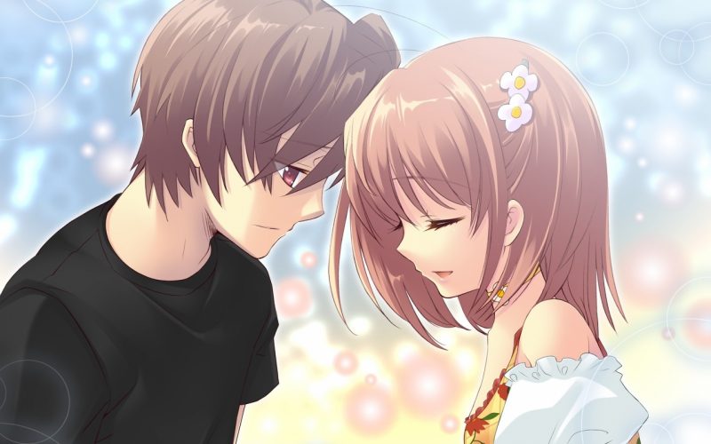 ảnh anime đôi nam nữ chạm đầu