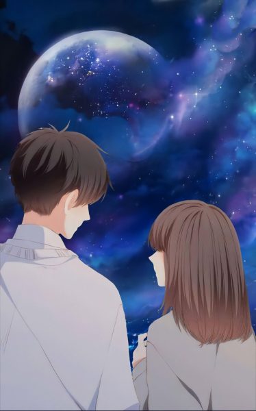 ảnh anime đôi nam nữ cùng ngắm trăng