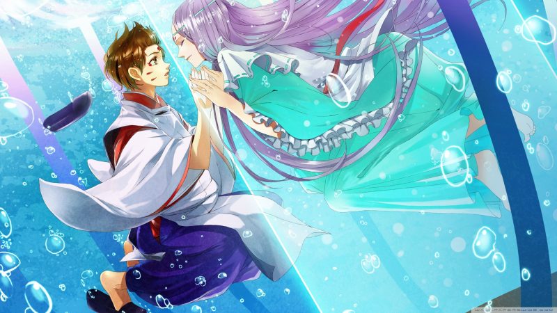 ảnh anime đôi nam nữ tình cảm dưới nước