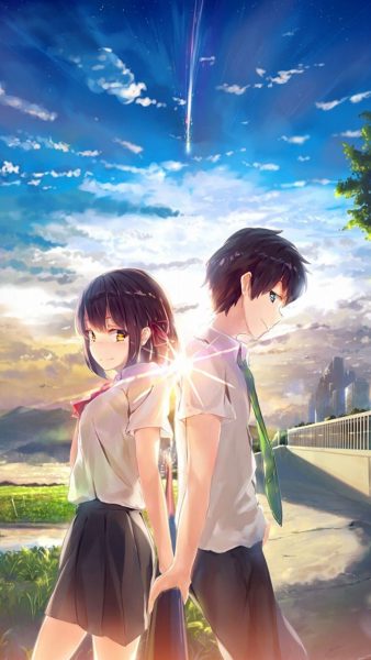 ảnh anime đôi nam nữ tựa lưng