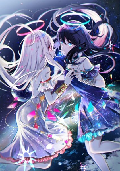 ảnh anime đôi nữ cầm tay nhau