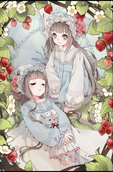 ảnh anime đôi nữ nằm tựa nhau