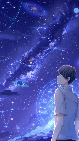 ảnh anime galaxy chàng trai và các chòm sao