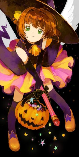 ảnh Anime Halloween sakura cầm bí ngô