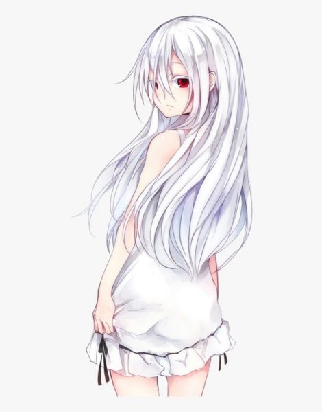 ảnh anime nữ tóc bạch kim mặc váy