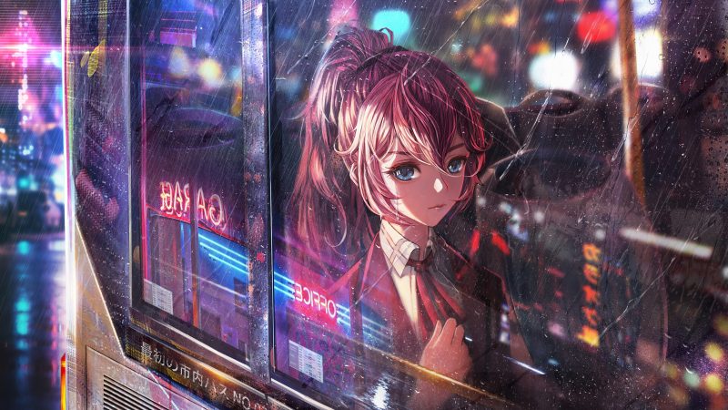 Ảnh avatar anime ngồi trên xe bus