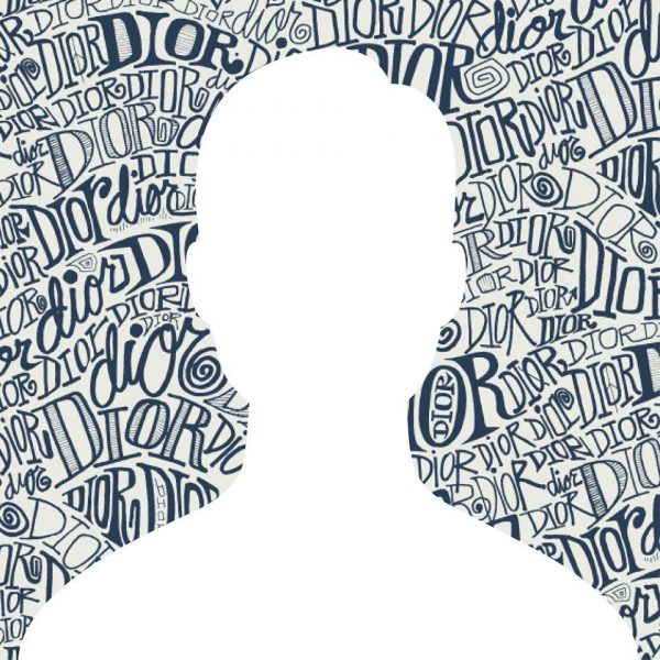 Ảnh avatar trắng trên nền chữ Dior