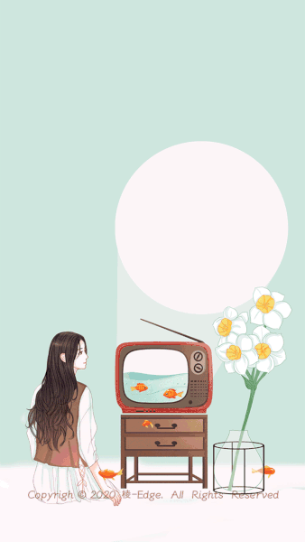Ảnh động anime cute cô gái ngồi xem ti vi