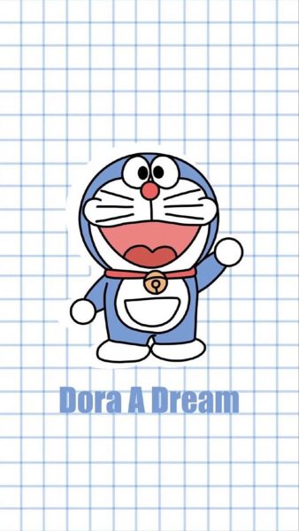 Doraemon-Foto mit kariertem Hintergrund