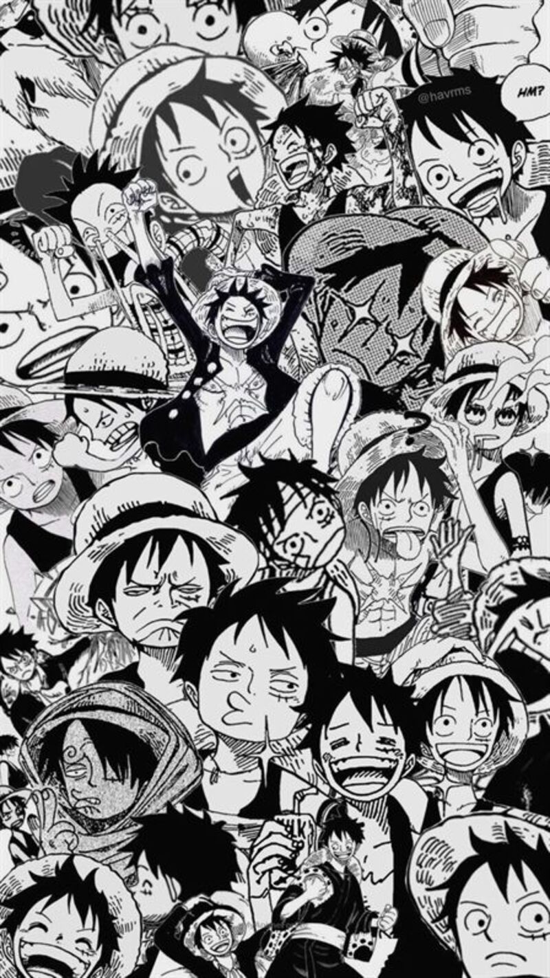 One Piece Monkey D. Luffy đen trắng 4K tải xuống hình nền