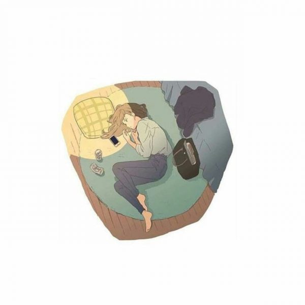 avatar thất tình cô gái anime nằm buồn