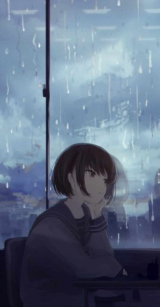 avatar thất tình cô gái ngắm mưa