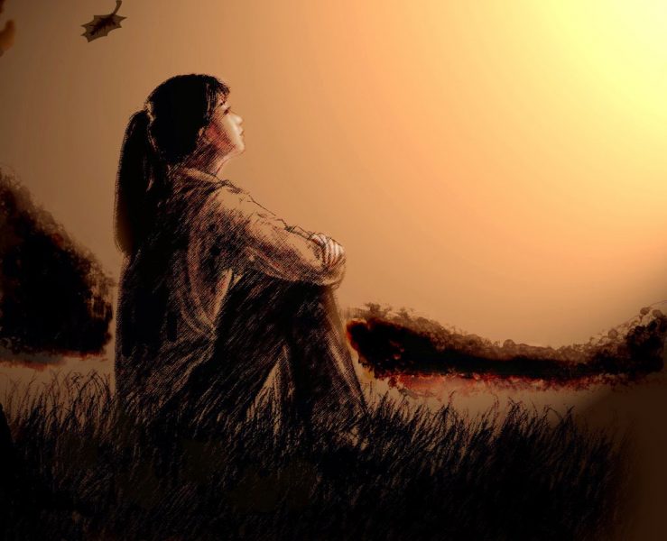 avatar thất tình cô gái nhìn hoàng hôn