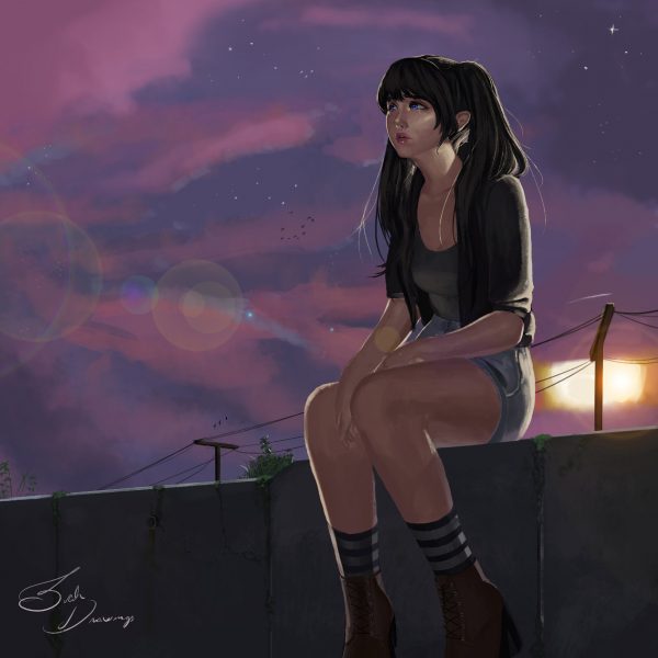 avatar thất tình girl ngồi một mình