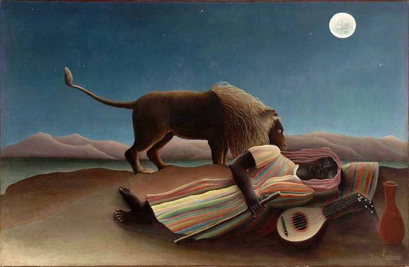 Các bức tranh đẹp nổi tiếng thế giới sư tử và người đang ngủ