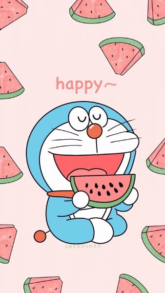 Bild von Doraemon, der Wassermelone isst