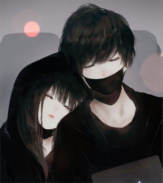 Hình avatar anime cặp đôi đang ngủ