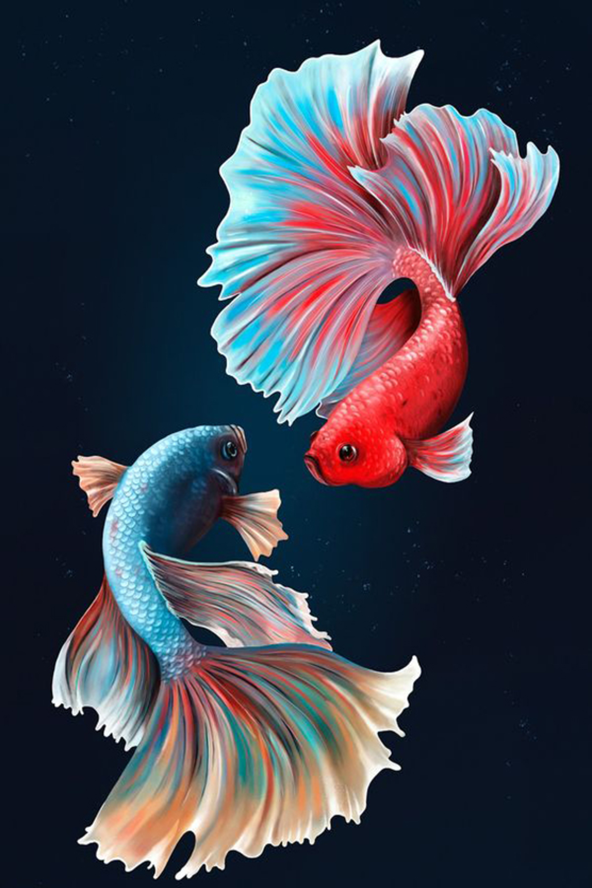 Hình nền cá 3D sẽ làm cho màn hình điện thoại hay máy tính của bạn trở nên sống động và đầy màu sắc. Sự pha trộn tuyệt vời giữa độ sâu các lớp, các loại cá và tông màu sẽ khiến bạn bị thuyết phục. Nếu bạn yêu thích động vật biển, đừng bỏ qua hình nền độc đáo này.