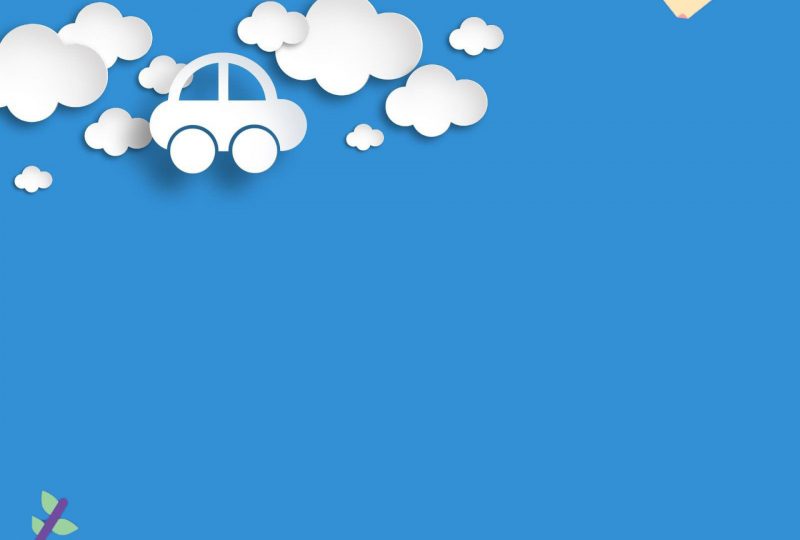 Hình nền powerpoint dễ thương ô tô và mây trắng