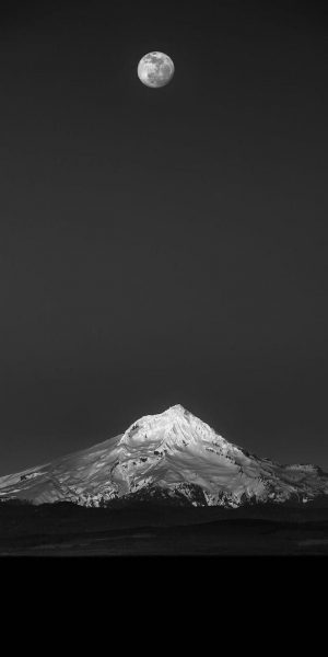 hình nền trắng đen đêm trăng trên núi tuyết