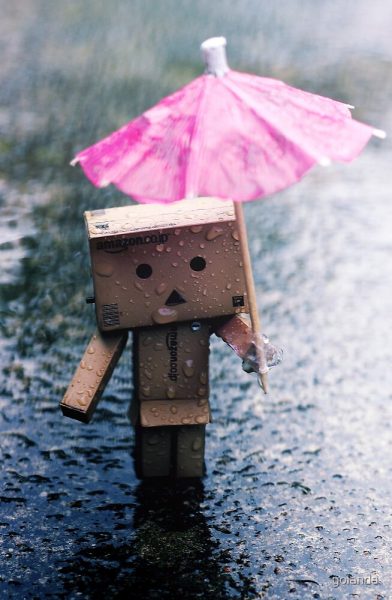 hình người gỗ che ô
