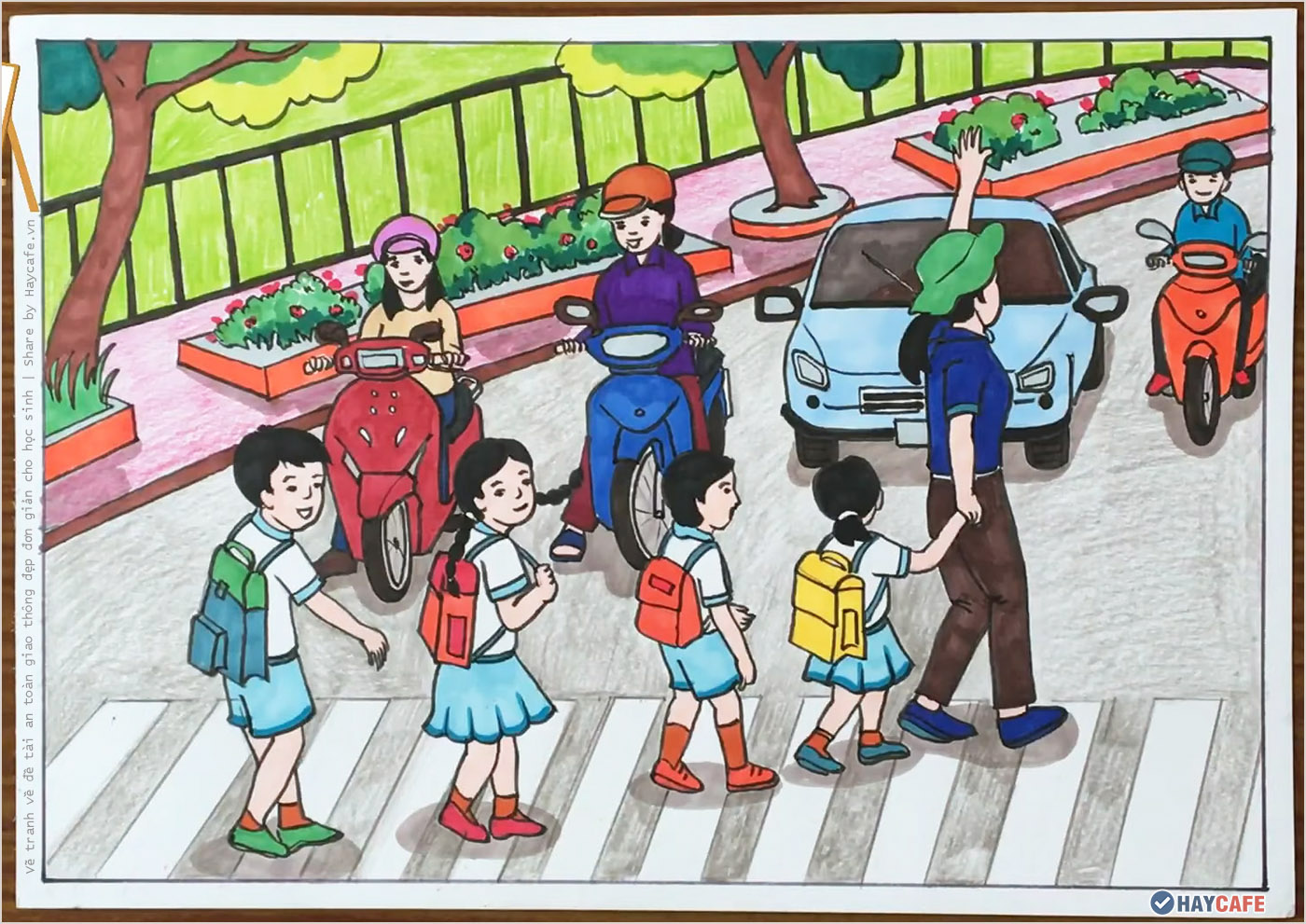 Vẽ một bức tranh chủ đề an toàn giao thông  Mỹ thuật Lớp 7  Bài tập Mỹ  thuật Lớp 7  Giải bài tập Mỹ thuật Lớp 7  Lazivn 