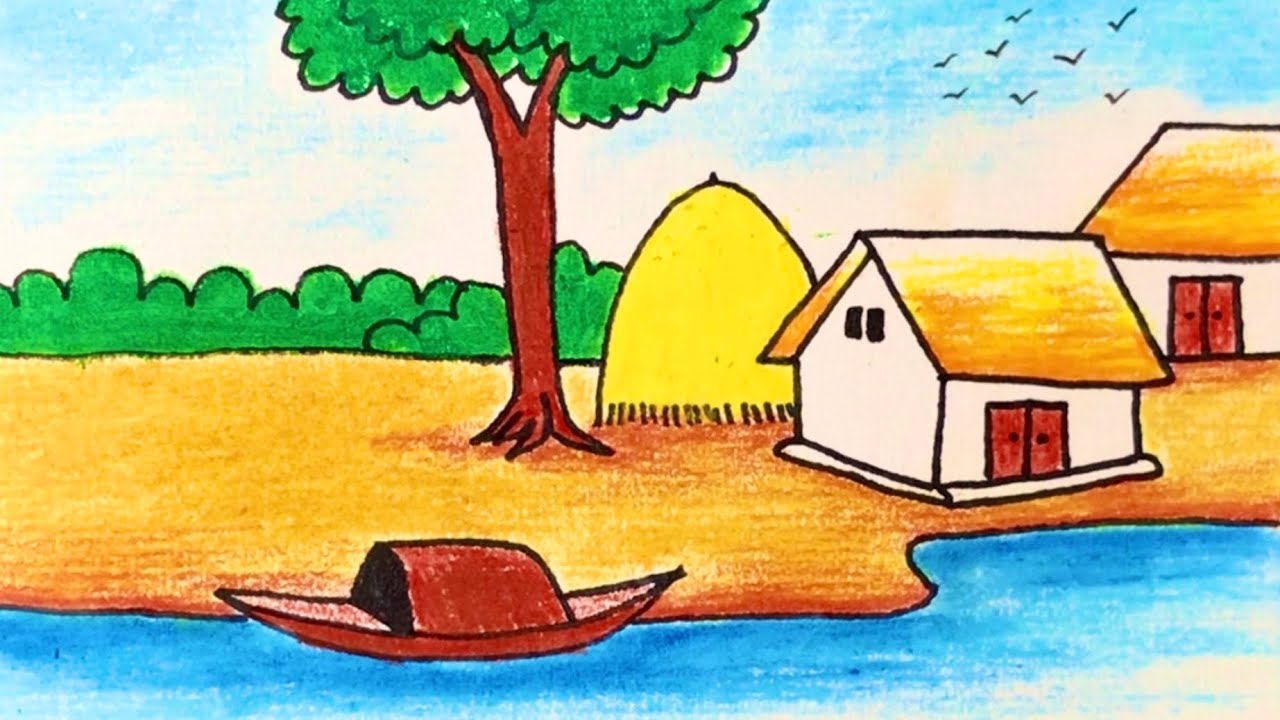Chia sẻ 100 vẽ tranh phong cảnh sông nước đơn giản mới nhất  Tin Học Vui