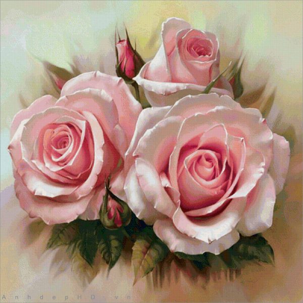 Tranh vẽ hoa hồng đẹp nhất bằng màu