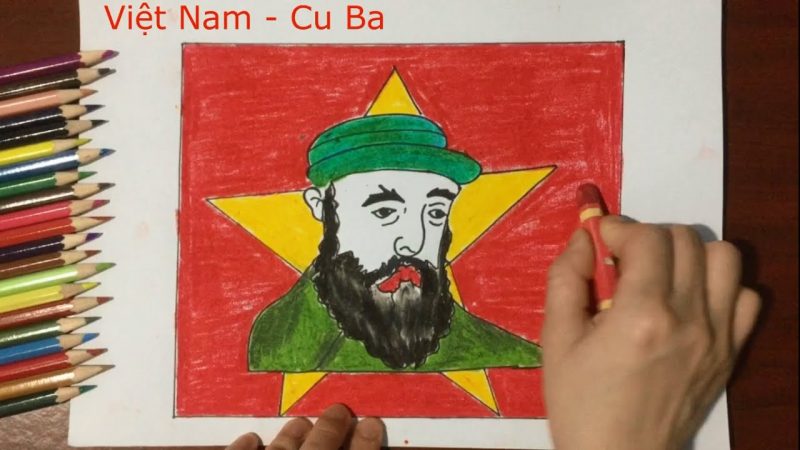 Tranh vẽ tình hữu nghị Việt Nam và Cuba bằng màu sáp