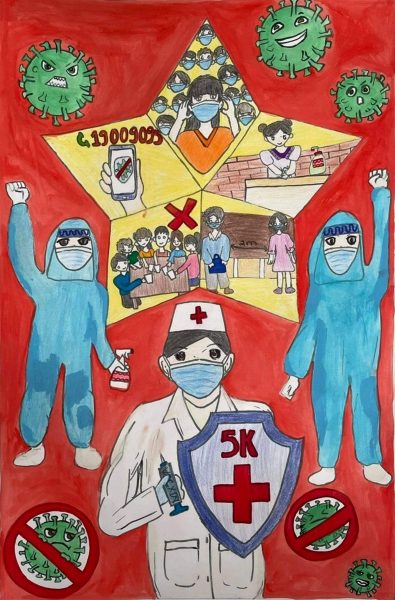 Vẽ tranh tự tin Việt Nam bác sĩ một tấm biển