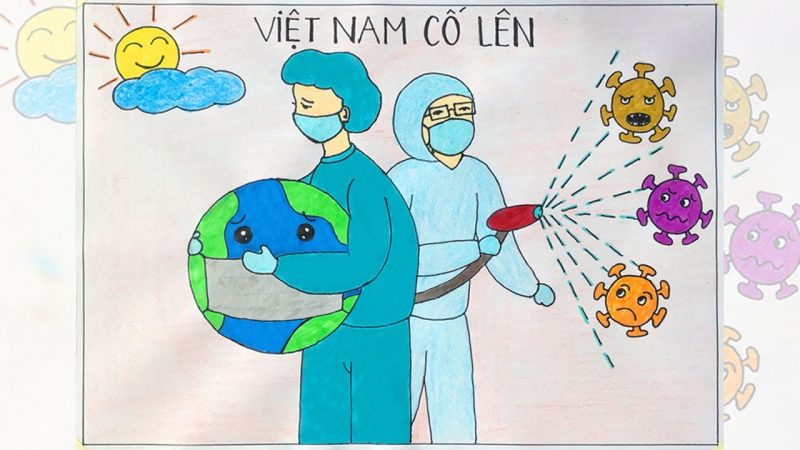 Tranh vẽ vững tin Việt Nam cố lên