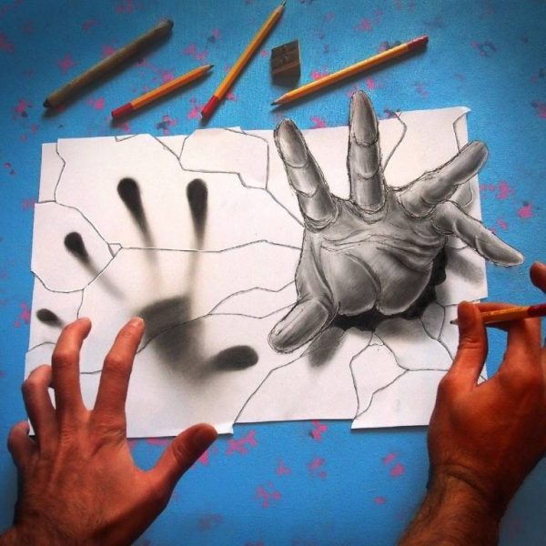 Vẽ tranh 3D bàn tay người