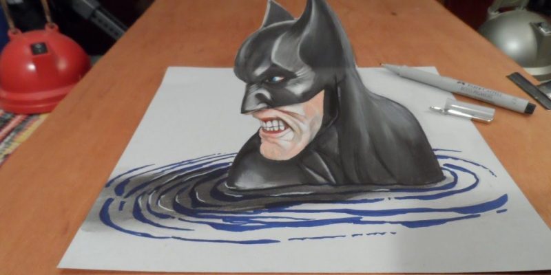 Vẽ tranh 3D về người dơi từ mặt nước