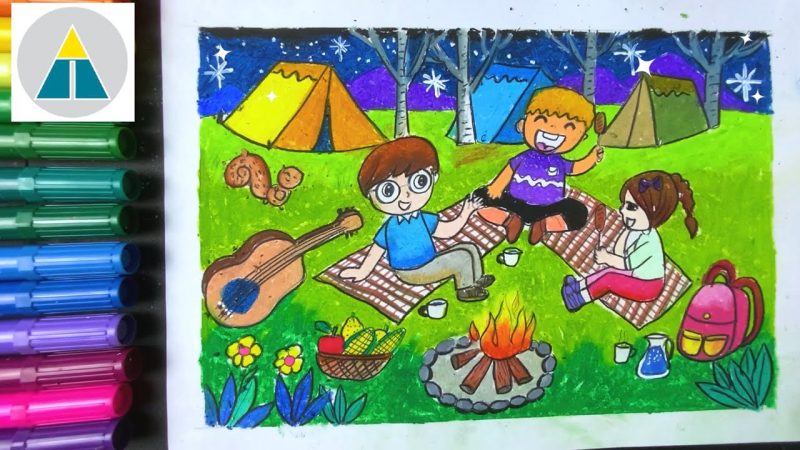 Vẽ tranh đề tài cắm trại