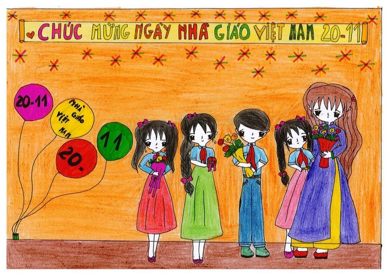 Malen zum Thema vietnamesische Lehrer 20. November