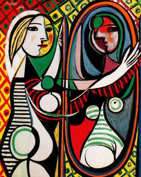 Vẽ tranh đề tài Picasso người soi gương