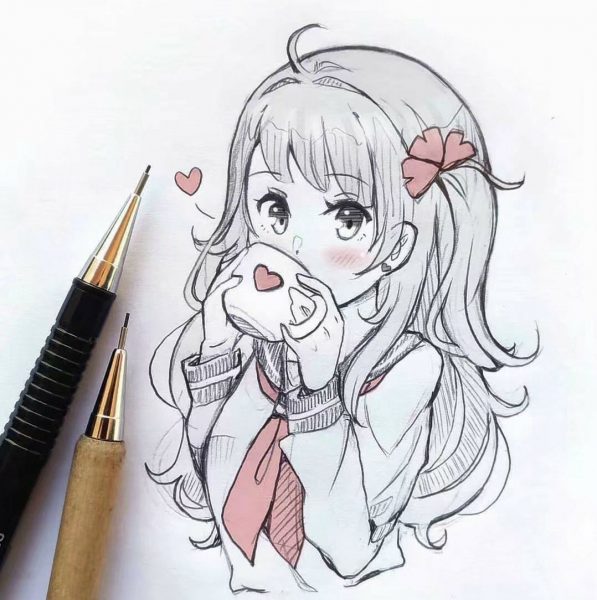 Vẽ tranh dễ thương girl cute