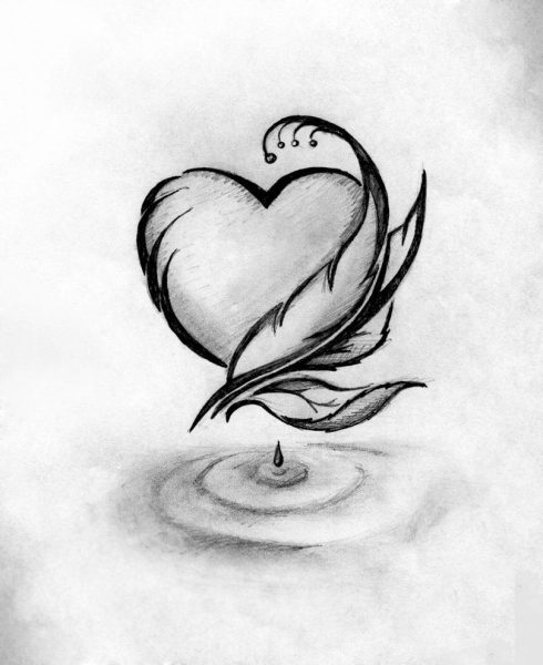 Vẽ tranh đen trắng về tình yêu trái tim và ngọn nến