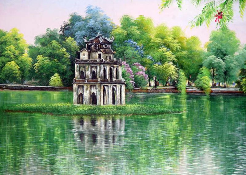 vẽ tranh Hồ Gươm Tháp Rùa
