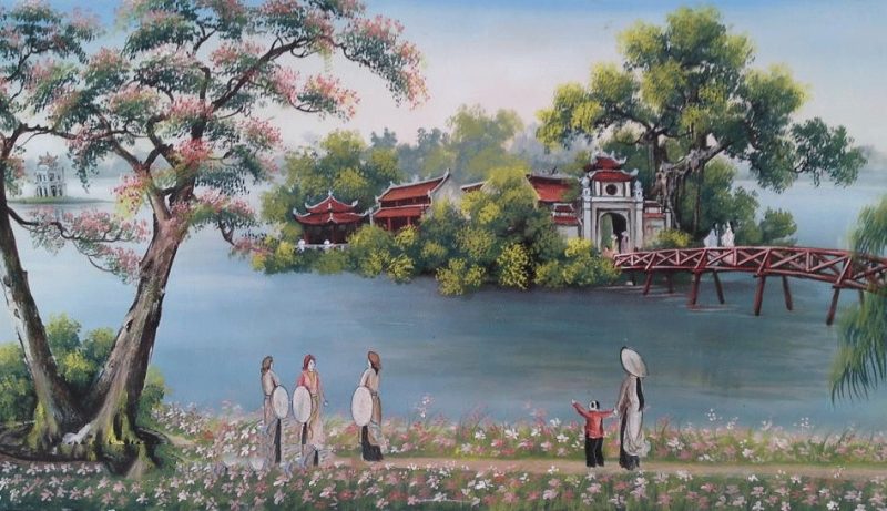 vẽ tranh Hồ Gươm xưa