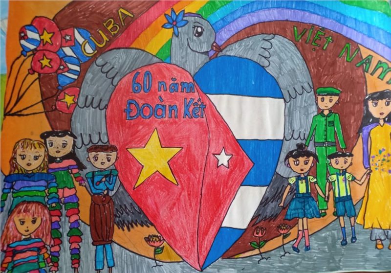 Vẽ tranh tình hữu nghị Việt Nam và Cuba 60 năm đoàn kết