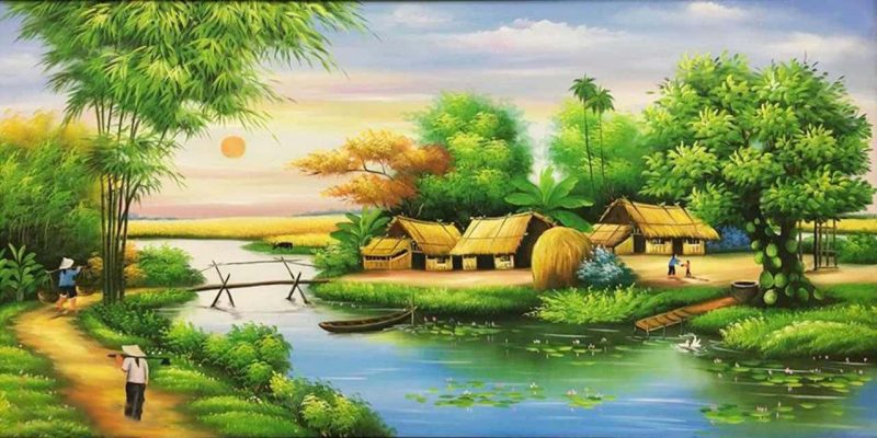 Vẽ tranh tình yêu quê hương đất nước cây cầu dừa