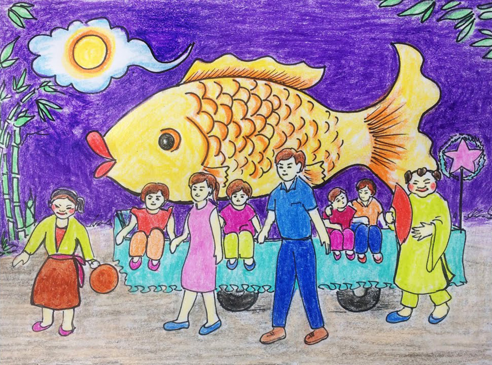 Vẽ tranh trung thu mới nhất 2023  Trường Tiểu học Kim Đồng Tam Kỳ Quảng  Nam