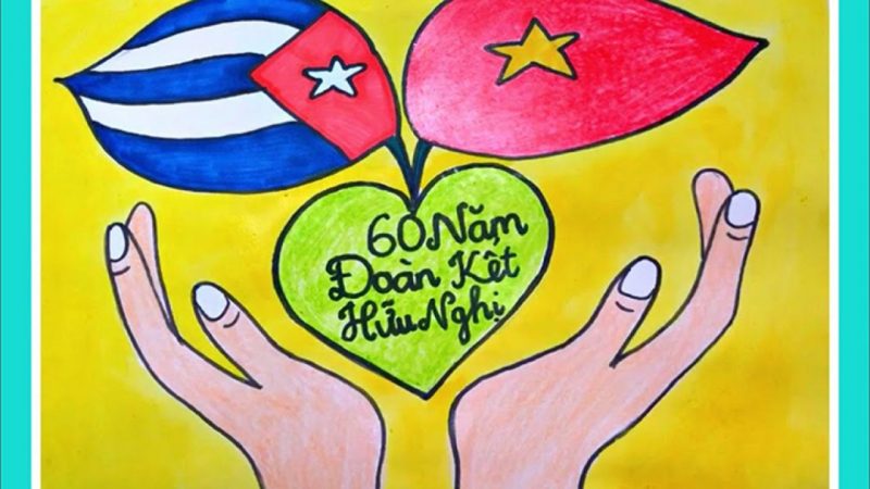 Vẽ tranh Việt Nam - Cuba thắm tình hữu nghị