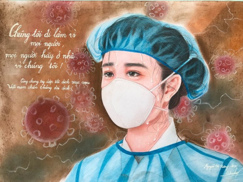 Vẽ tranh vững tin Việt Nam bác sĩ đang khóc